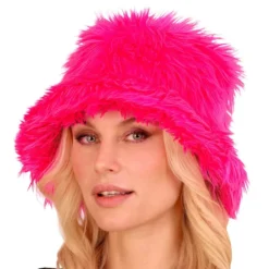 Bucket Hat Fluffig Neonrosa
