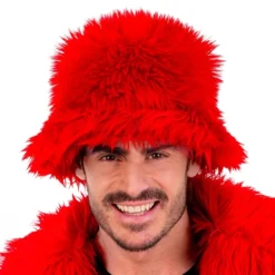 Bucket Hat Fluffig Röd