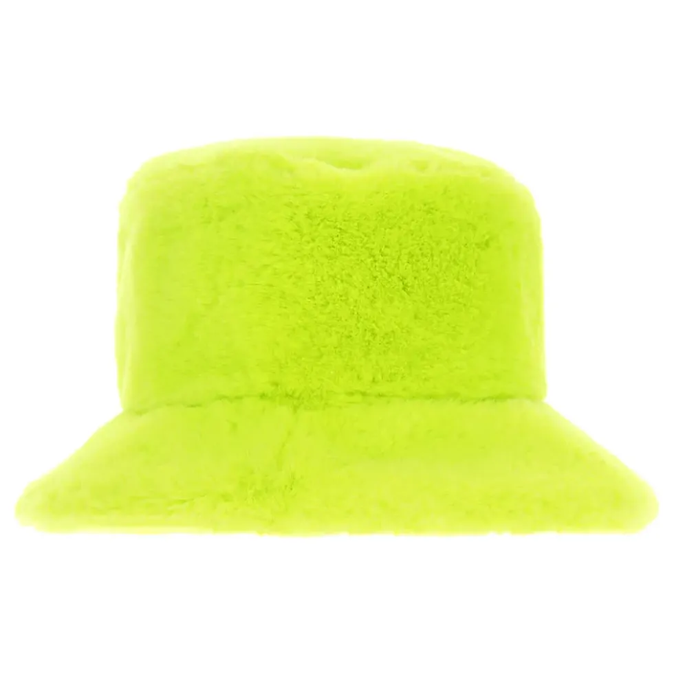 Bucket Hat i Fuskpäls Grön