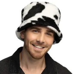 Bucket Hat i Fuskpäls Komönstrad