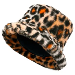 Bucket Hat i Fuskpäls Leopard