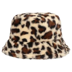 Bucket Hat i Fuskpäls Leopard