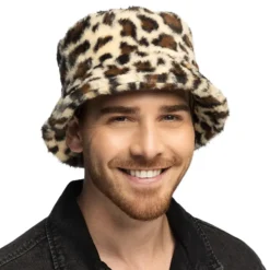 Bucket Hat i Fuskpäls Leopard