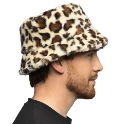 Bucket Hat i Fuskpäls Leopard