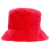Bucket Hat i Fuskpäls Röd