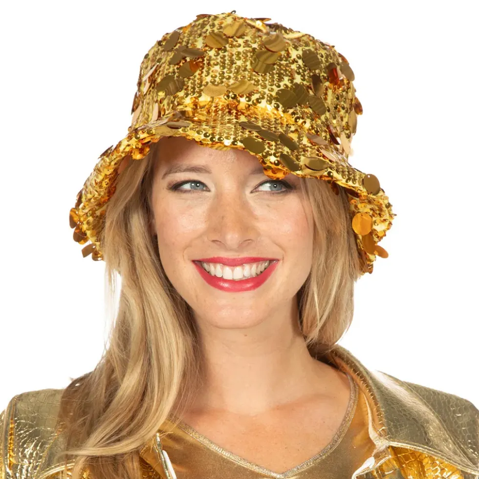 Bucket Hat Paljetter Guld