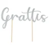 Cake Topper Grattis Silver
