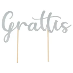 Cake Topper Grattis Silver