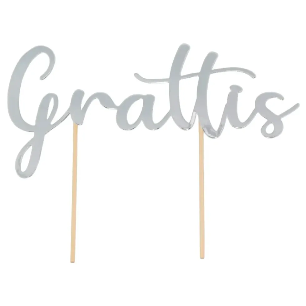 Cake Topper Grattis Silver