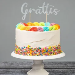 Cake Topper Grattis Silver