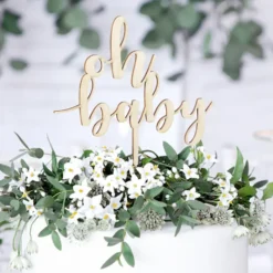 Cake Topper Oh Baby Trä