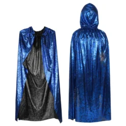 Cape med Huva Blå Shimmer