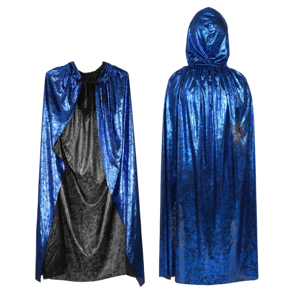 Cape med Huva Blå Shimmer