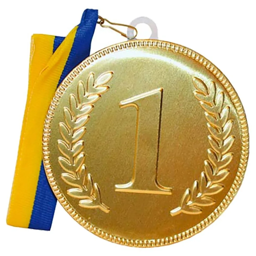 Chokladmedalj med Blå/Gult Band