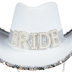 Cowboyhatt Bride Vit med Strass