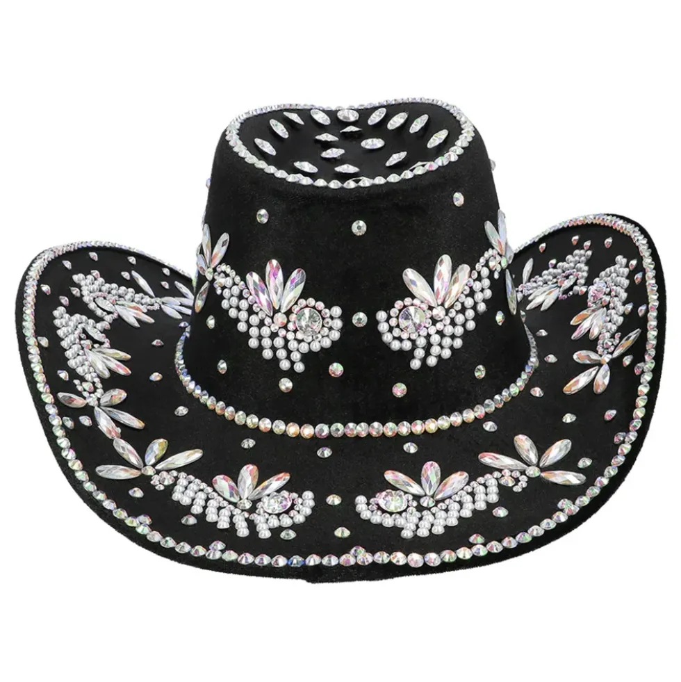 Cowboyhatt Crystal Svart