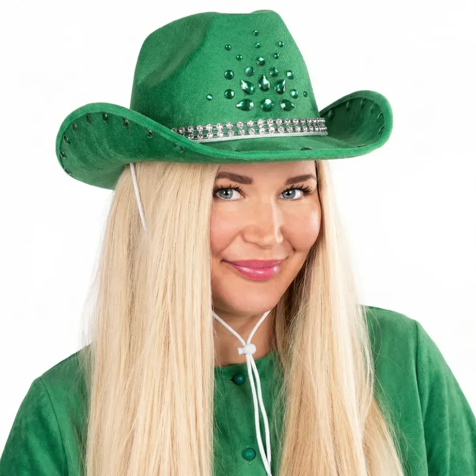 Cowboyhatt Grön med Stenar