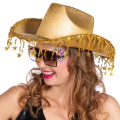 Cowboyhatt Guld med Stjärnor