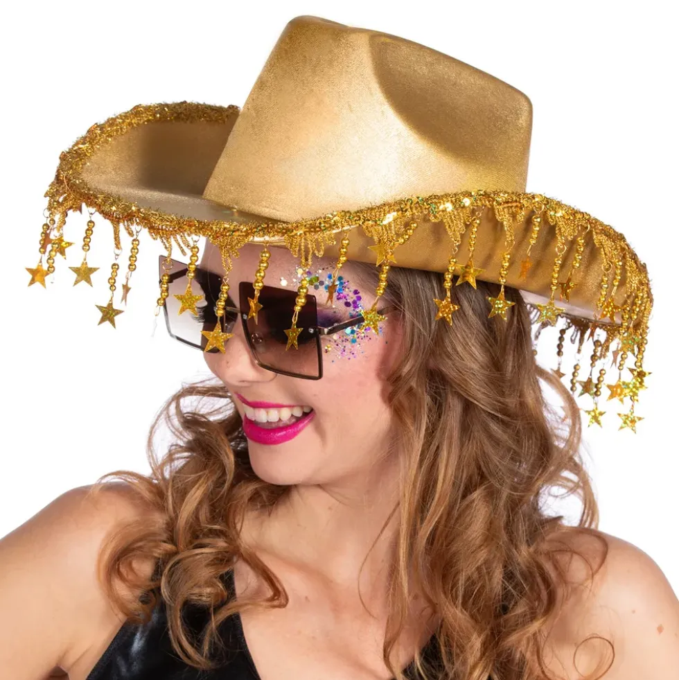 Cowboyhatt Guld med Stjärnor