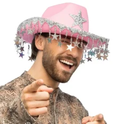 Cowboyhatt med Glitterstjärnor Rosa