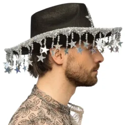 Cowboyhatt med Glitterstjärnor Svart