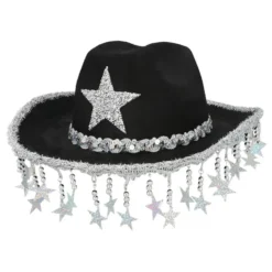 Cowboyhatt med Glitterstjärnor Svart