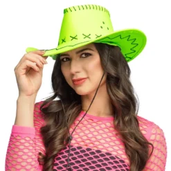 Cowboyhatt med Sömmar Neongrön