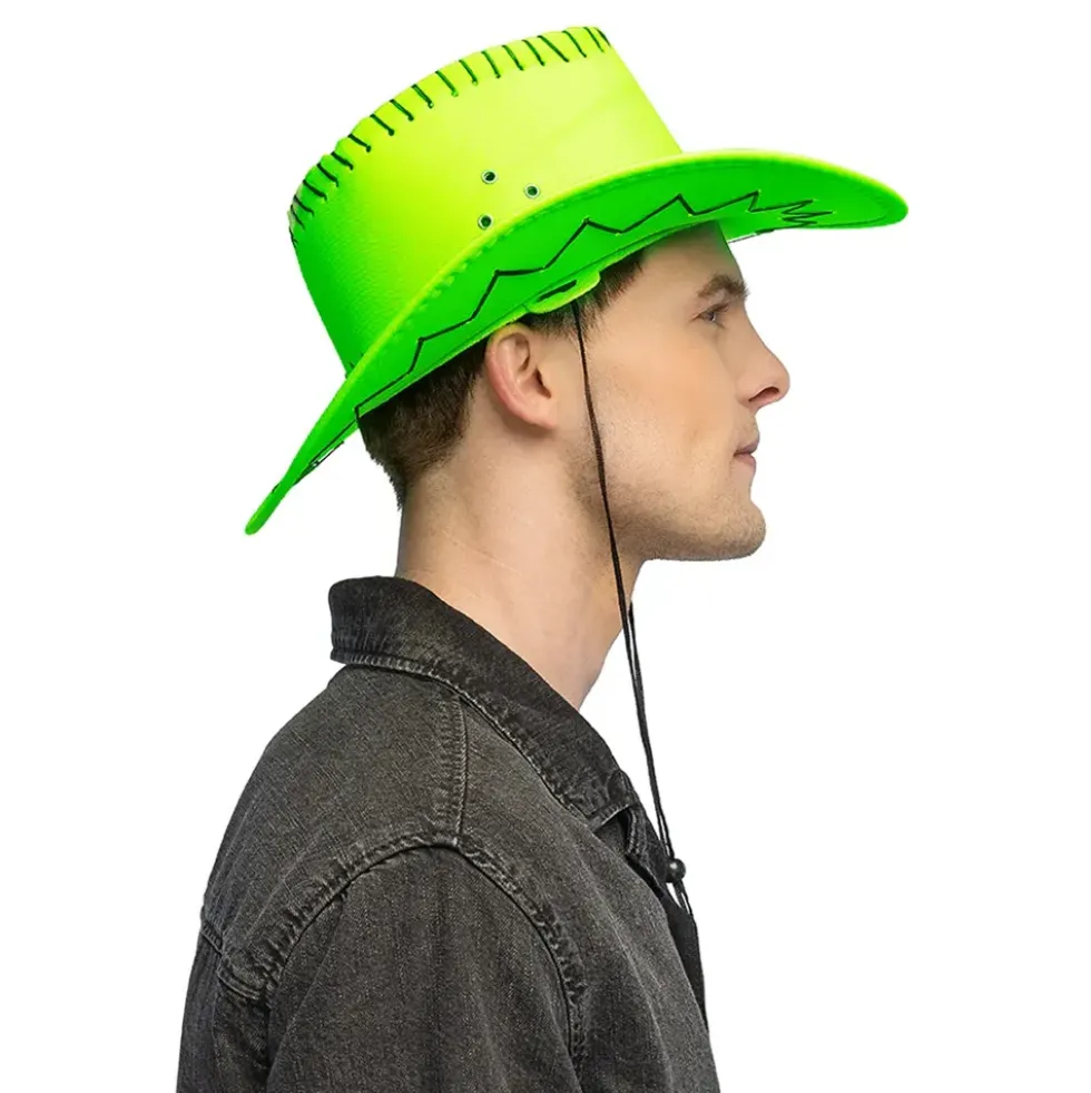 Cowboyhatt med Sömmar Neongrön