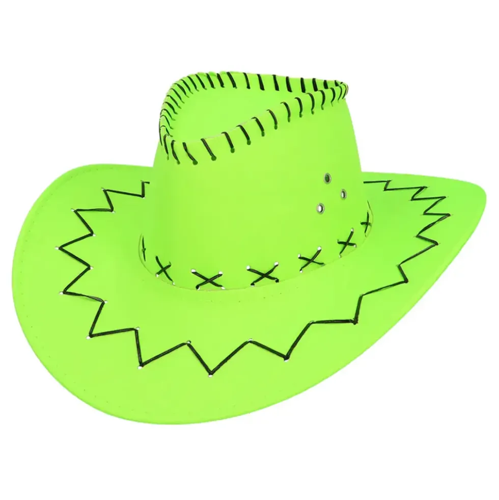 Cowboyhatt med Sömmar Neongrön
