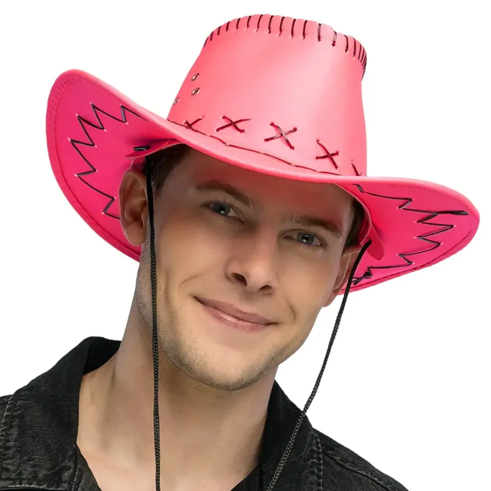 Cowboyhatt med Sömmar Neonrosa