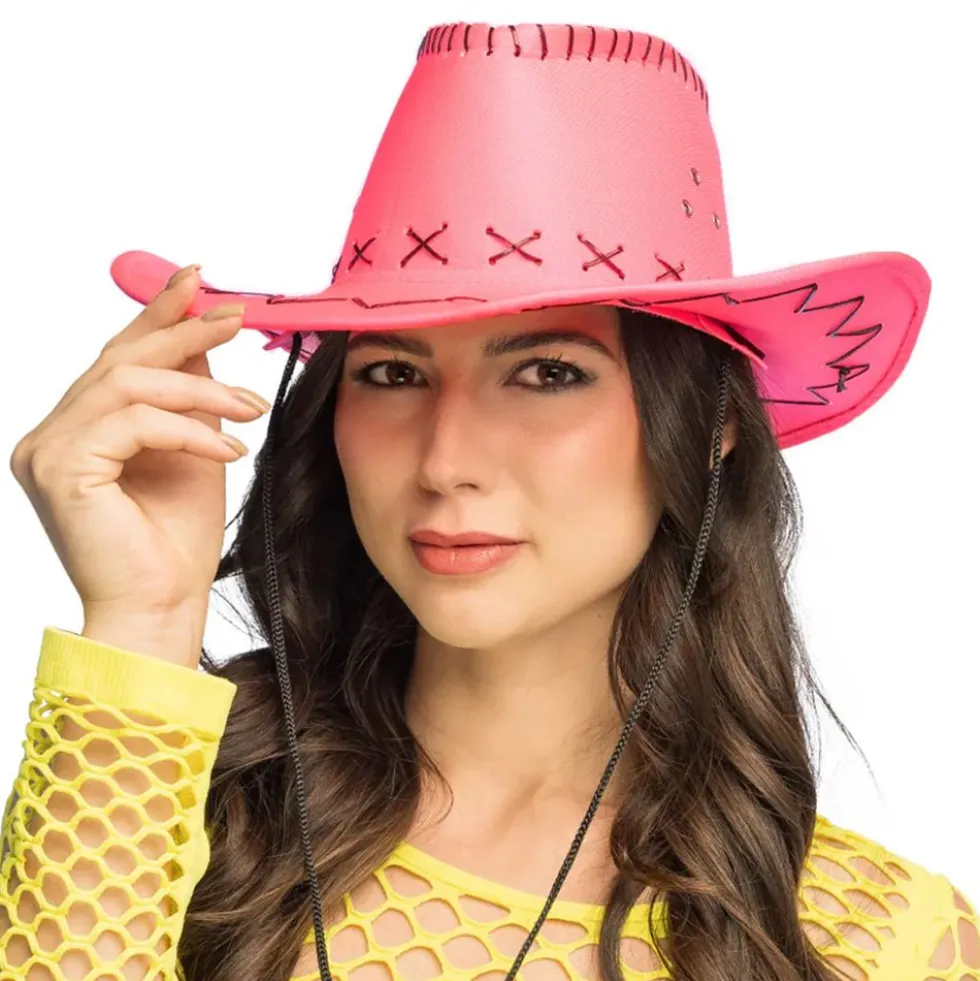 Cowboyhatt med Sömmar Neonrosa