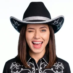 Cowboyhatt med Strass Stjärnor Svart