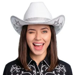 Cowboyhatt med Strass Stjärnor Vit