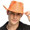 Cowboyhatt med Strass UV Neonorange