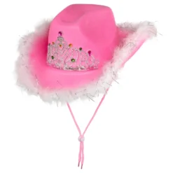 Cowboyhatt Rosa med Fluff