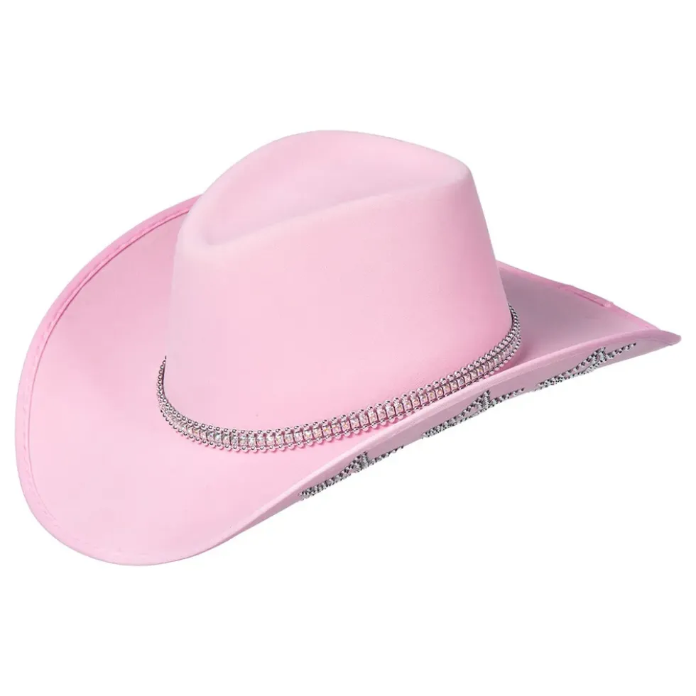 Cowboyhatt Rosa med Giltterstjärnor