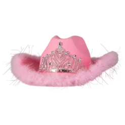Cowboyhatt Rosa med Silvertiara