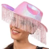 Cowboyhatt Rosa Skimrande med Fransar