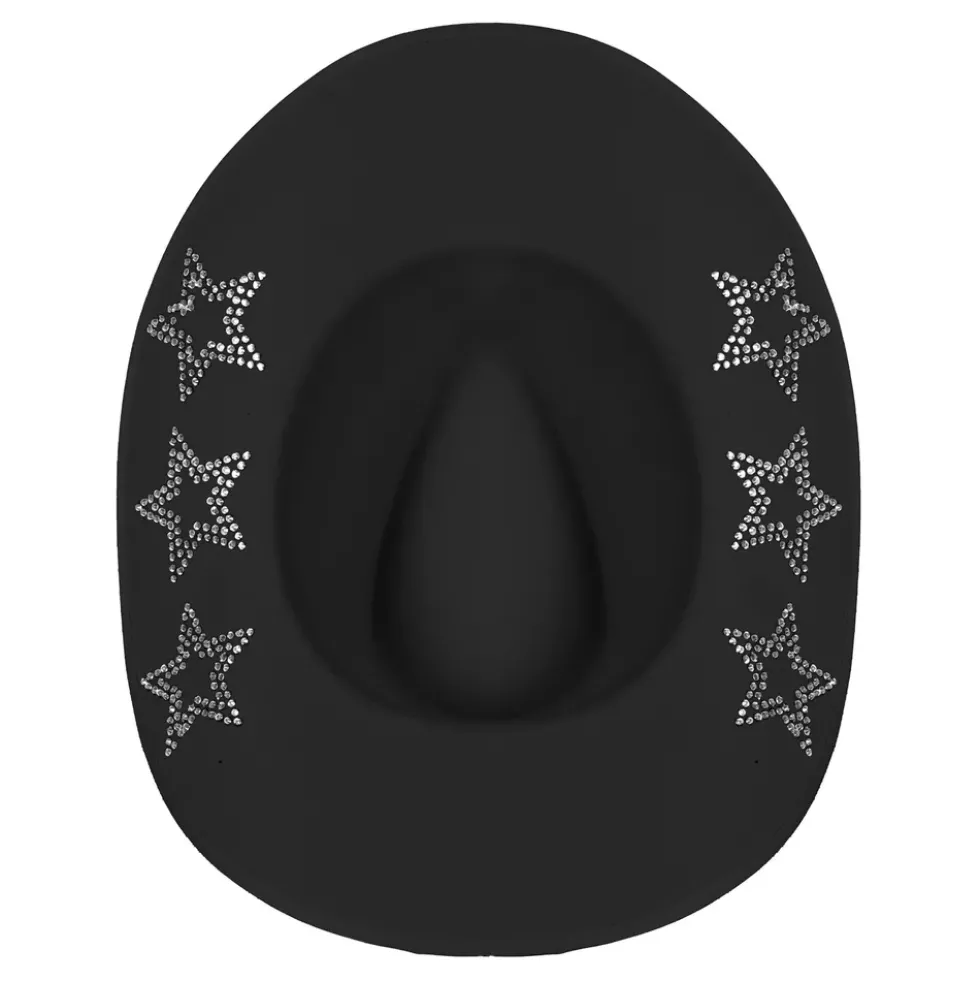 Cowboyhatt Svart med Glitterstjärnor