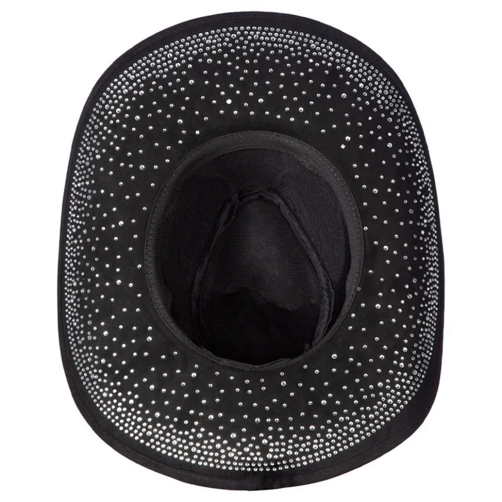 Cowboyhatt Svart med Stenar