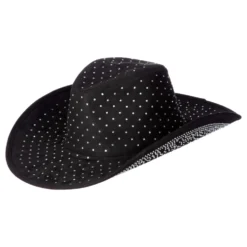 Cowboyhatt Svart med Stenar