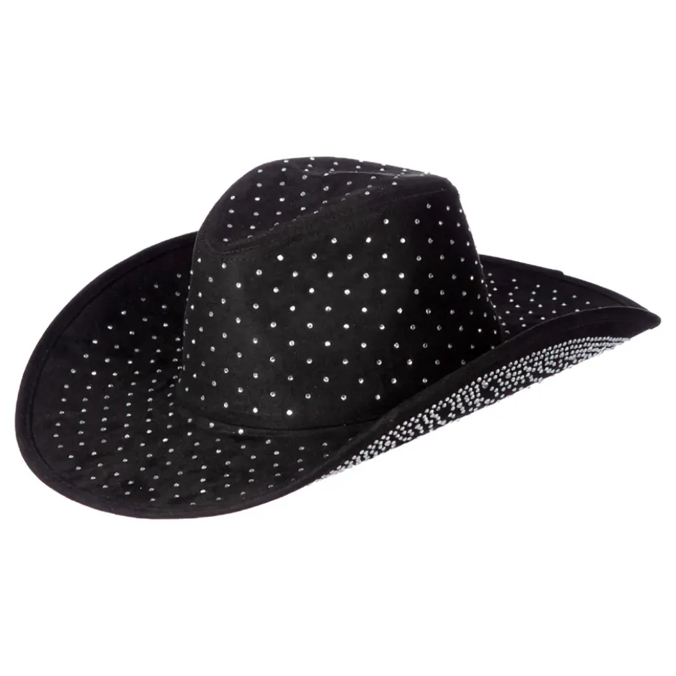 Cowboyhatt Svart med Stenar