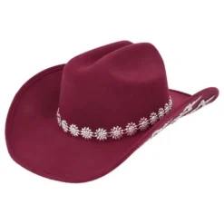 Cowboyhatt Vinröd med Blommor