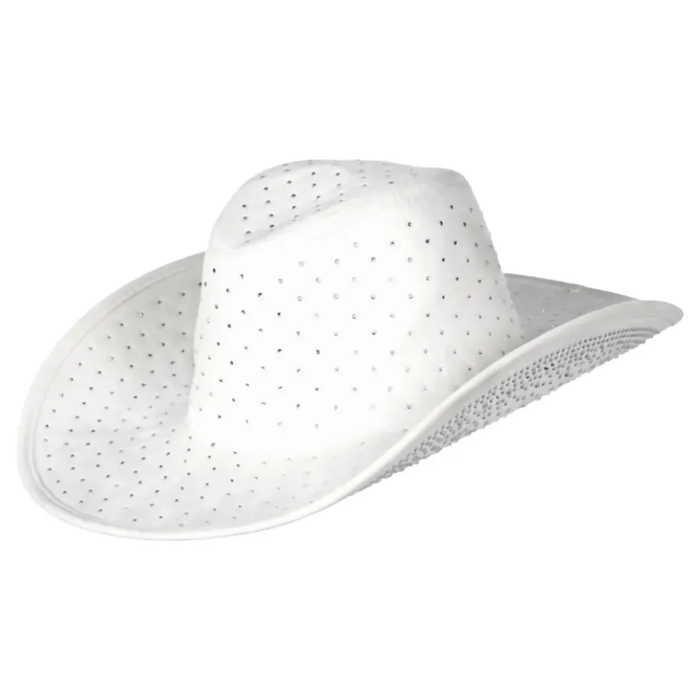 Cowboyhatt Vit med Stenar