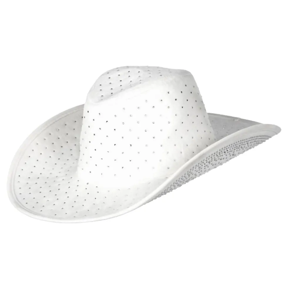 Cowboyhatt Vit med Stenar
