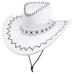 Cowboyhatt Vit med Stygn