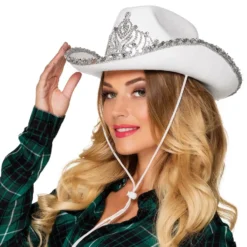 Cowboyhatt Vit med Tiara