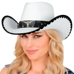 Cowboyhatt Vit med Tjur