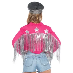 Cowboy Jacka med Fransar Rosa Dam