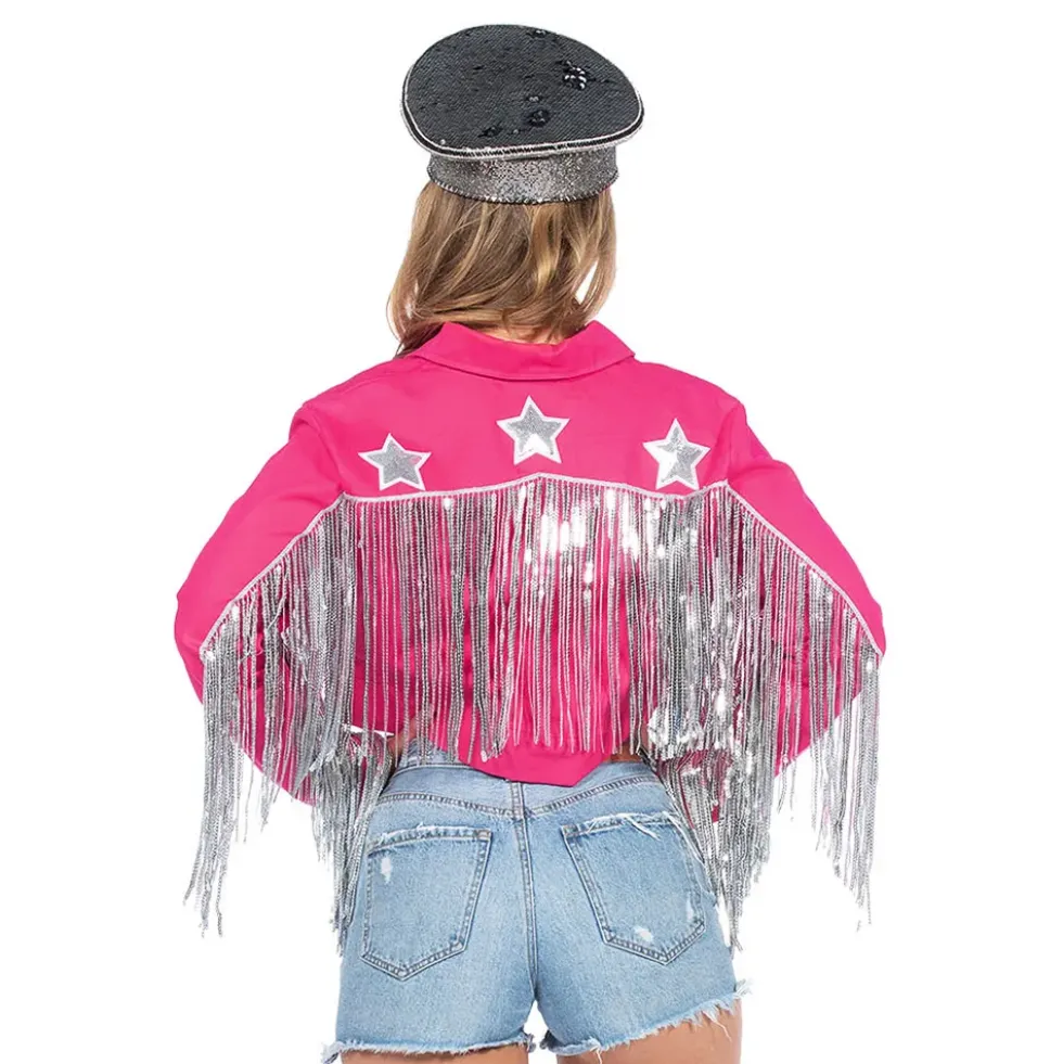 Cowboy Jacka med Fransar Rosa Dam